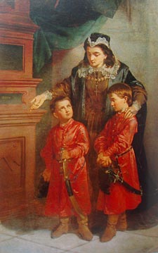 Теофіла Собєська з синами біля гробу Станіслава Жолкевського