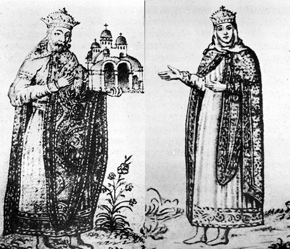 Князь Володимир і княгиня Анна на княжому портреті. Зарисовка 1651 р.
