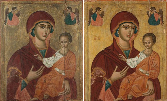 Ікона Красівської Богородиці, до і після реставрації