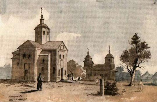 Т.Шевченко. Мотронинський монастир. Акварель, 1845 р.