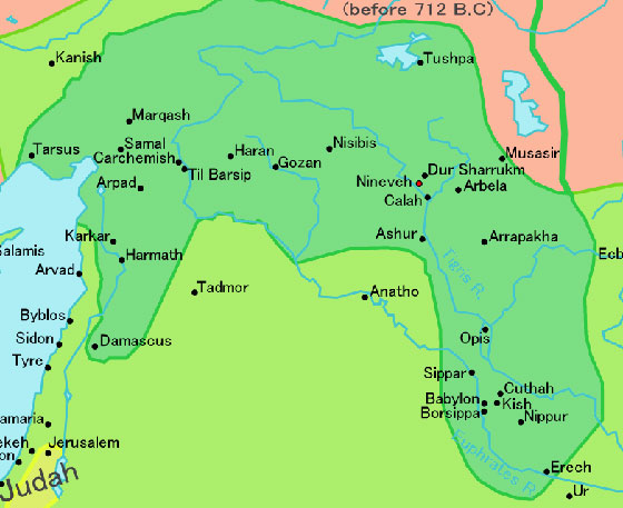 Ассирія у ІХ-VII ст. до н. е (карта – Вікіпедія)