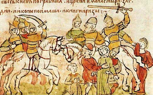 Напад Андрія Боголюбського на Київ у 1169 році. Гравюра XVI століття