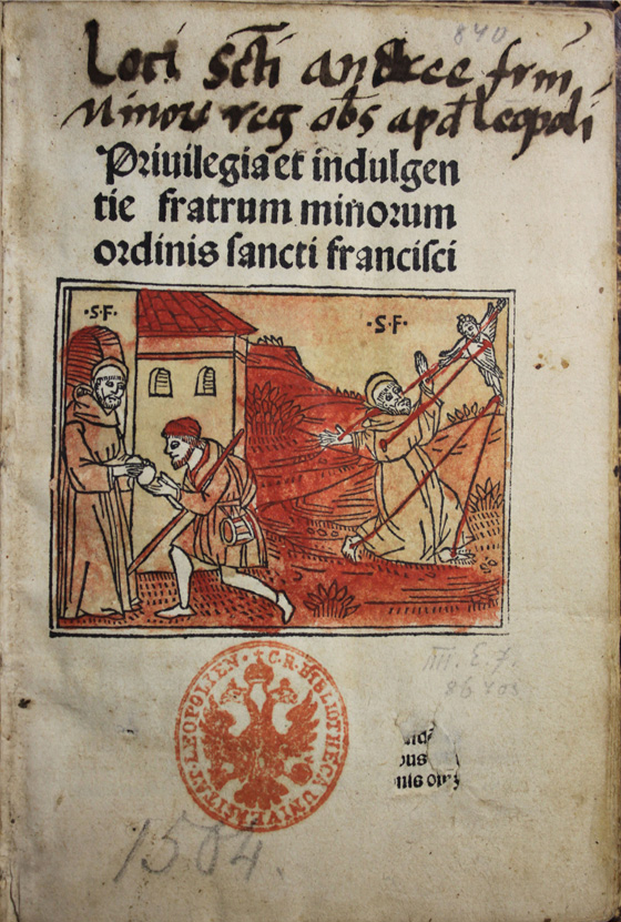 Інкунабула: Privilegia et indulgentie fratrum minorum Ordinis sancti Francisci. [Venetia: Manfredus de bonellis, 90-ті XV ст.].