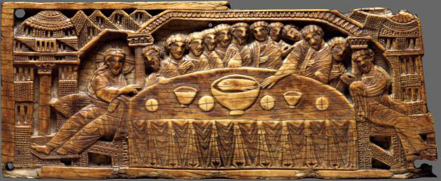 Різьба по кістці Тайна вечеря, ХІІ століття, Італійське королівство. Зберігається у США, Балтимор, Музей мистецтв Волтерса