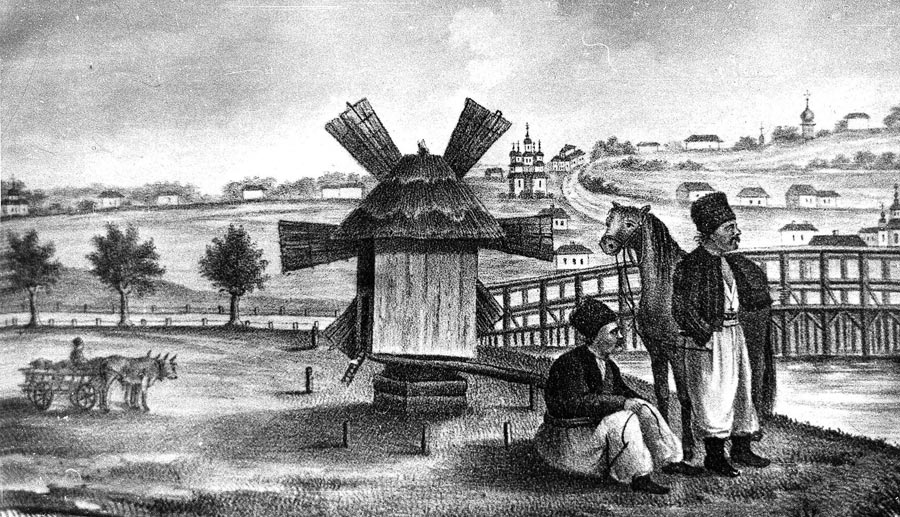 Лубни. Літографія за рисунком М. Арандаренка 1850 р.