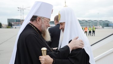 Meeting of Metropolitan Sava of Warsaw with Patriarch Kirill of Moscow in 2012 in Warsaw, Poland