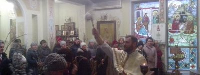 Roman Catholics celebrate Palm Sunday in the main UGCC cathedral of Donbas