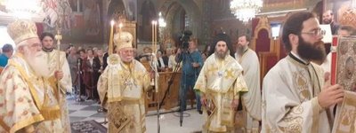The Hierarch of the Greek Orthodox Church concelebrates with the OCU bishop