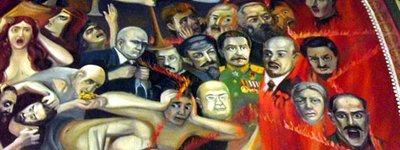 У церкві на Хмельниччині існує фреска Страшного Суду: у пеклі Ленін, Сталін та Троцький