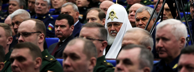 Московський патріарх Кирило бере участь у щорічному засіданні колегії Міністерства оборони Росії. Москва, 21 грудня 2022 року