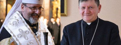 Глава УГКЦ привітав владику Віталія Скомаровського з обранням головою Конференції римо-католицьких єпископів України