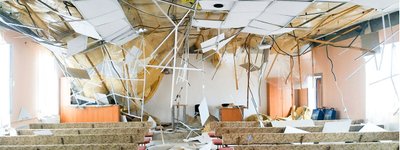 Damaged Kingdom Hall of Jehovah's Witnesses