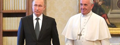 Pope Francis meets Russian president Vladimir Putin in Vatican City, 2019.