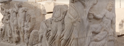 Sarcophagus depicting a "wine competition" among ancient Roman gods discovered in Israel