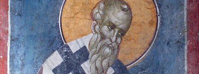 Святий Епіфаній Кипрський. Фреска з православного монастиря в Косово