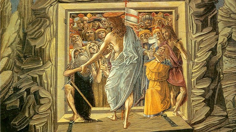 Бенвенуто ді Джованні. Христос виводить праведників з пекла через врата, ним порушені (1491) - фото 1