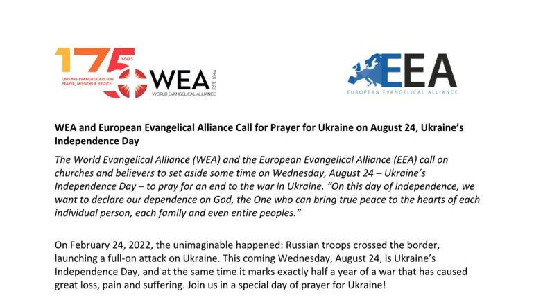 Європейський і Світовий євангельський альянси оприлюднили заклик до молитви за Україну - фото 1