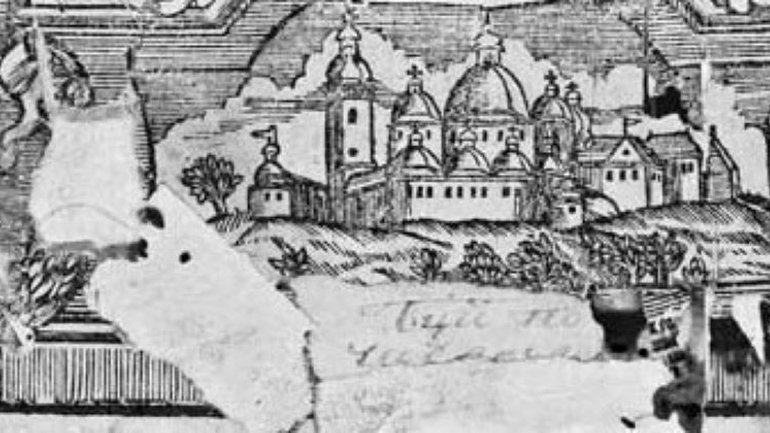 Зображення Почаївського василіянського монастиря у Псалтирі, виданому монастирською друкарнею в 1737 році (НБУ ім. Вернадського, ВСРВ-Кир. 982) - фото 1