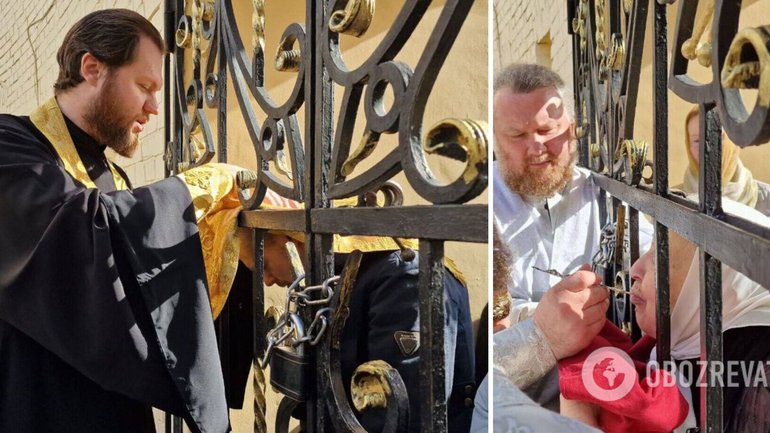 Священики УПЦ МП показово уділяли Причастя через зачинені ворота Києво-Печерської лаври - фото 1