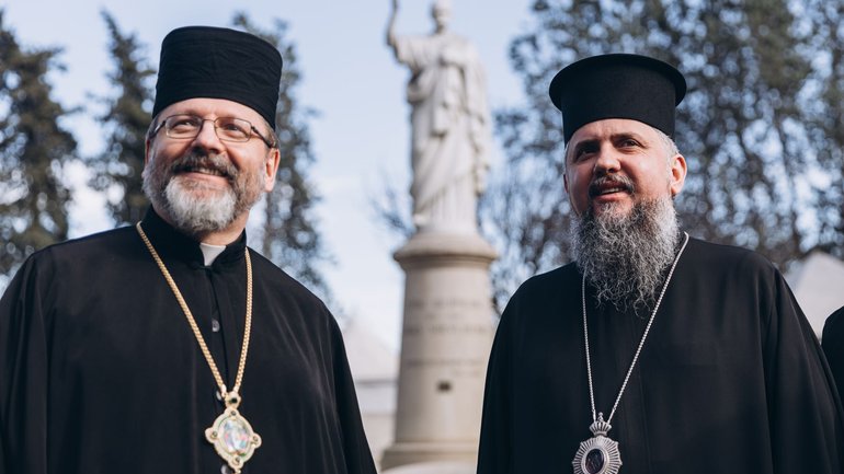 Предстоятель ПЦУ привітав Блаженнішого Святослава з 15-річчям патріаршого служіння - фото 1