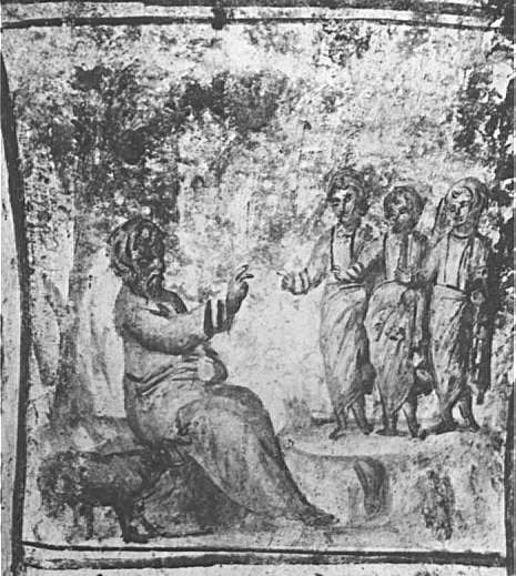 фреска Гостинність Авраама, катакомби Віа Латіна в Римі, ІV ст. - фото 51494