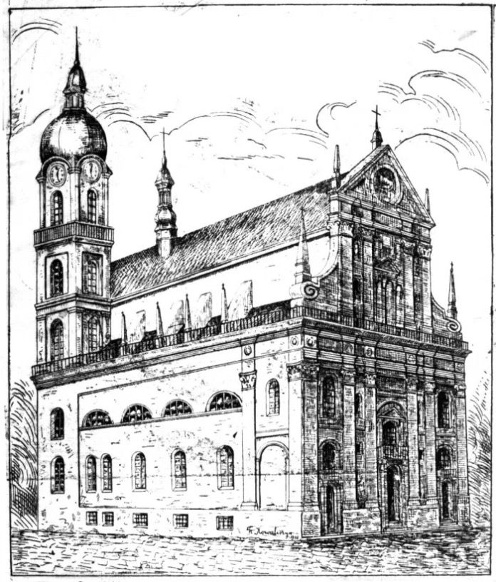 Вигляд костелу Єзуїтів на початку XIX ст. Гравюра Ф.Ковалишина - фото 51853