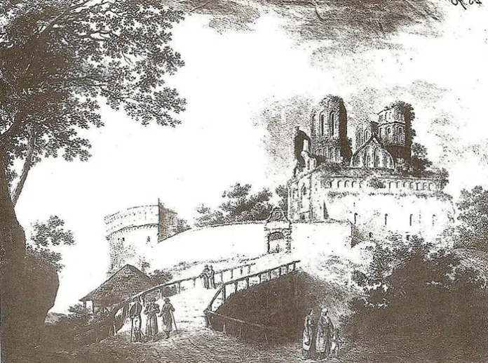 Вид на Замкову гору і руїни собору. Робота художника П. Раслера, 1799 рік - фото 66581