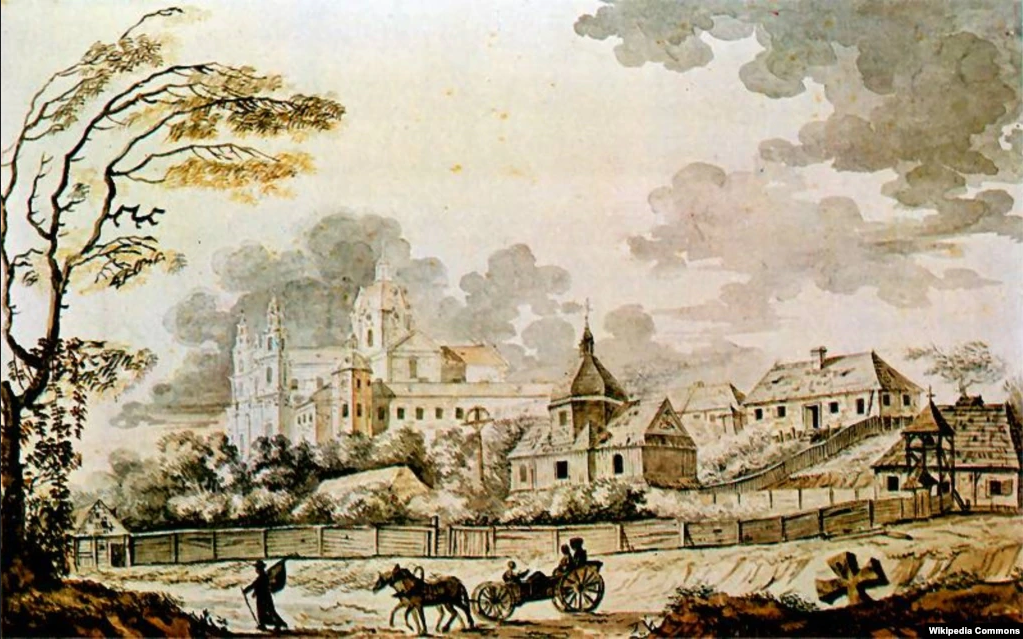 Почаївська лавра в 1791 році. Картина художника Зиґмунта Фоґеля (аварель) - фото 70392