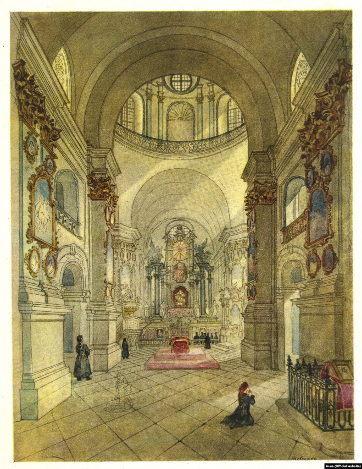 Тарас Шевченко «Собор Почаївської Лаври» (внутрішній вигляд), акварель, 1846 рік - фото 70405