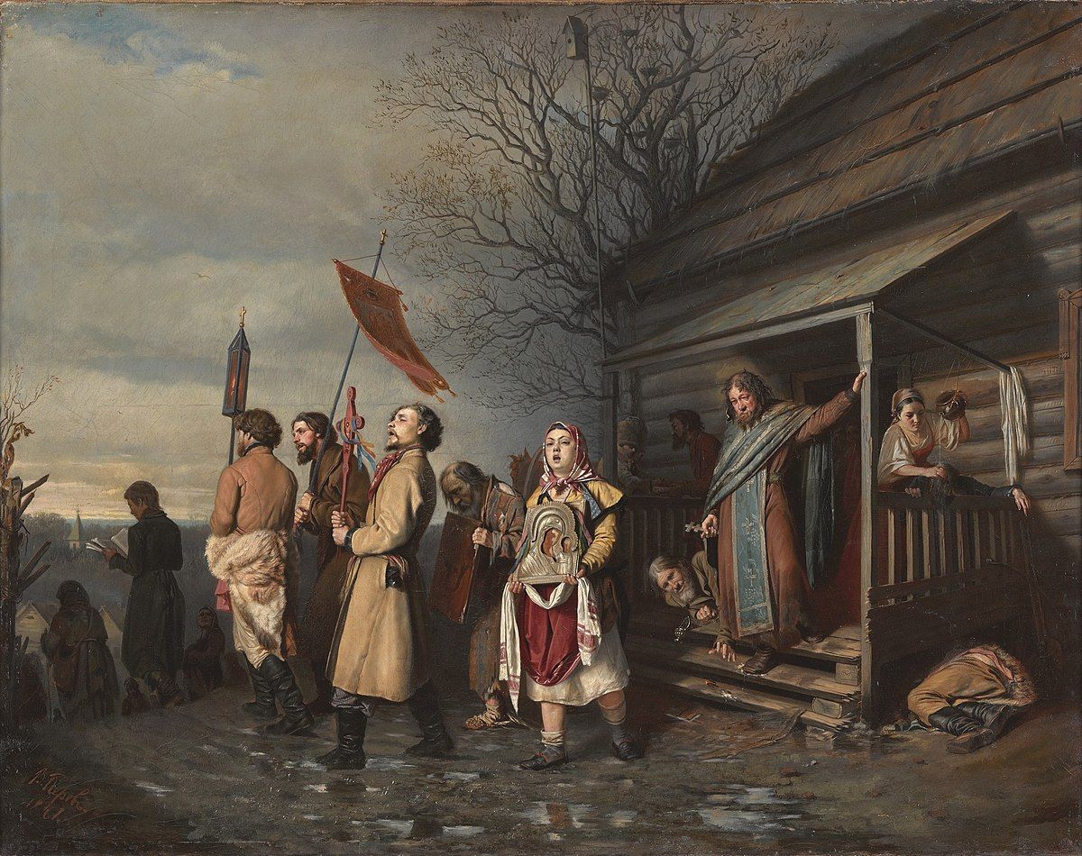 A Rural Cross Procession à la russe, as depicted by Vasiliy Perov, 1861 - фото 96199