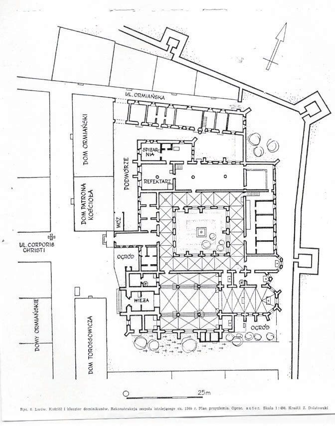 План домініканського монастиря на 1560 рік. Реконструкція Ф.Марковського - фото 100124