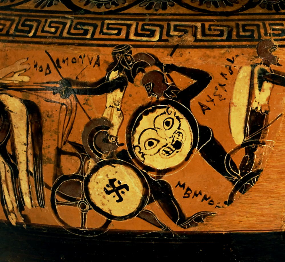 битва Ахіла з Мемноном. Фрагмент корінфської кераміки (бл. 575-550 р. до Р.Х.)  - фото 106937