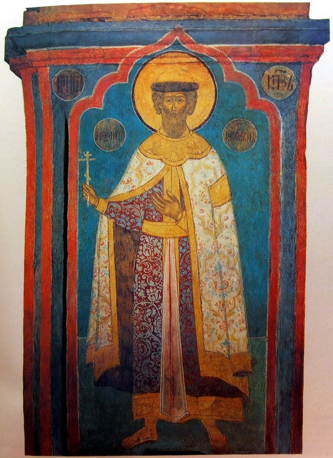 Святий Олександр Невський. Фреска, 1666 рік. Москва, Кремль, Архангельський собор - фото 109044