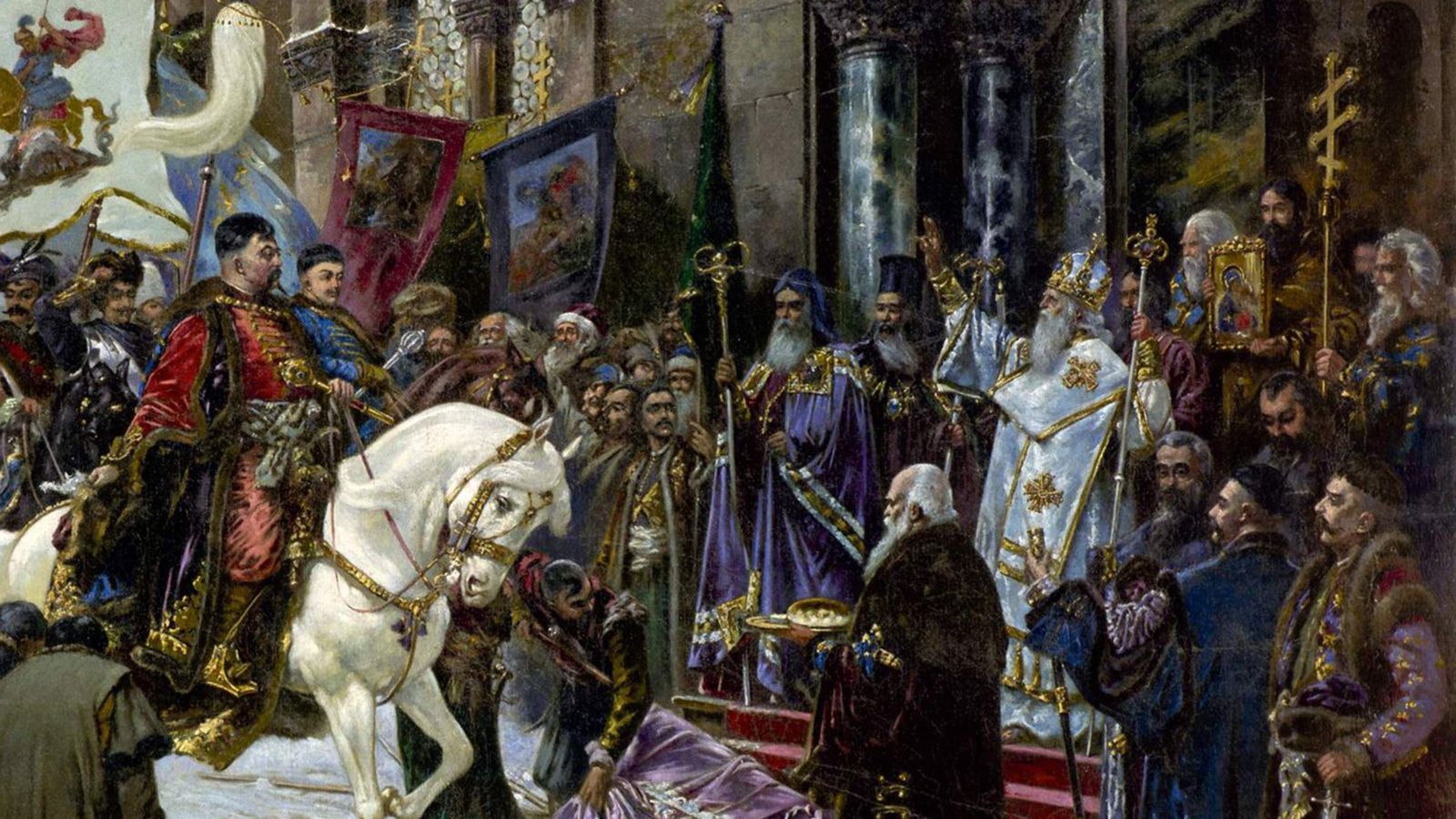 На картині якраз зображено момент вітання Хмельницького православними єрархами - фото 110155