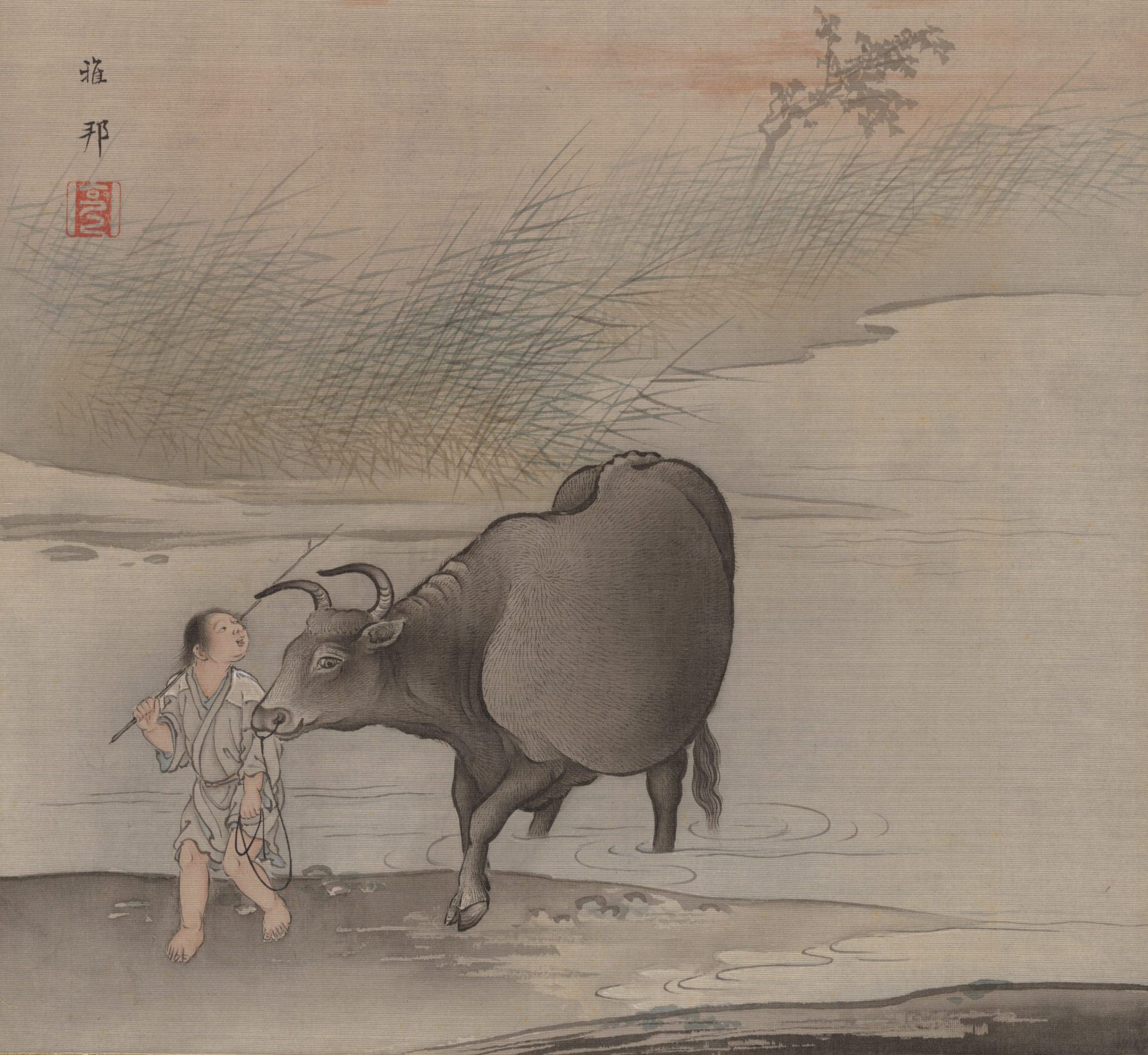 Хасімото Ґахо (1835-1908). Хлопчик з коровою на березі річки. Музей мистецтва Метрополітен, Нью-Йорк. - фото 114899