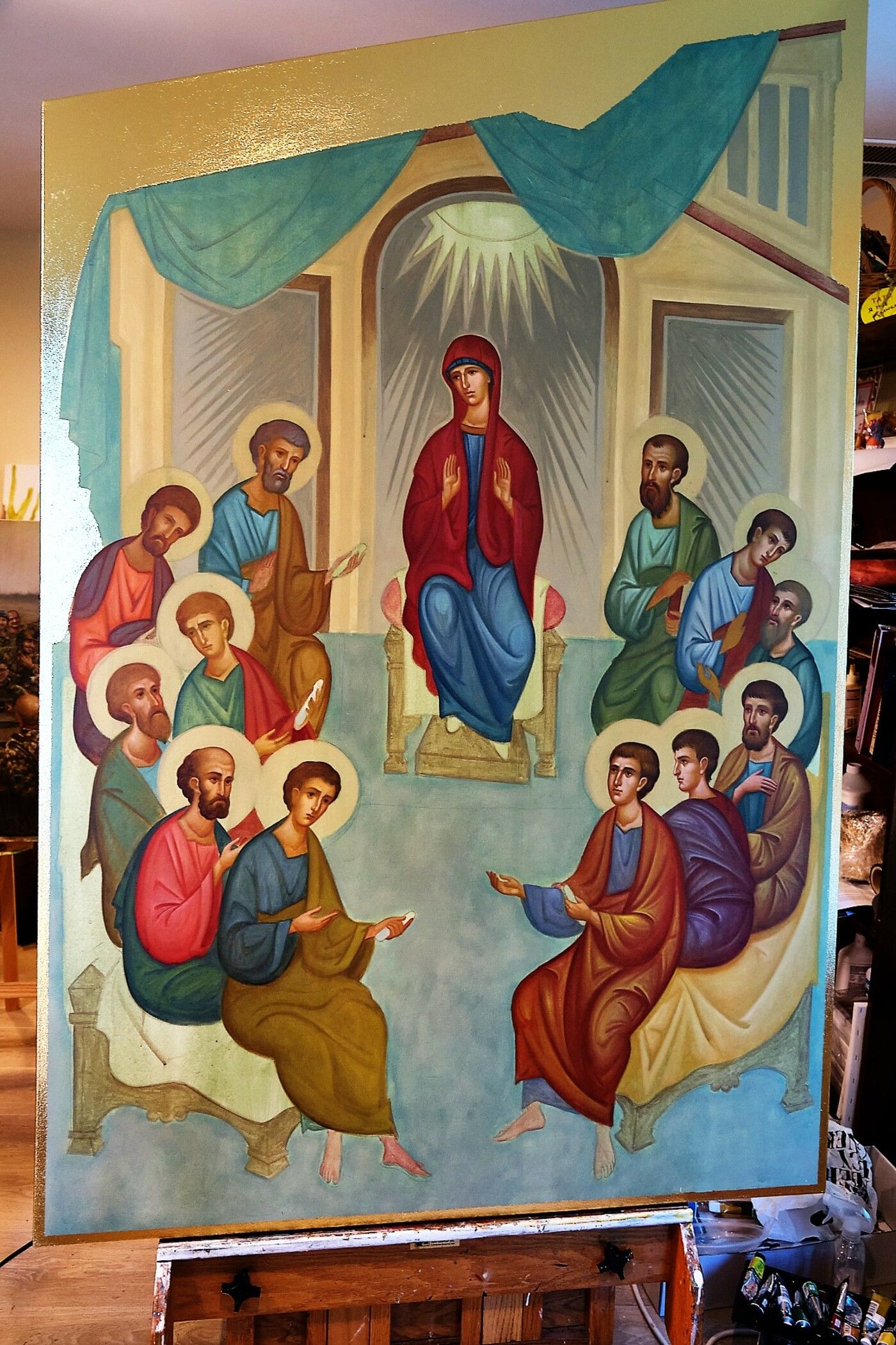 Kolodka’s nearly complete Pentecost, painted in the traditional style of Byzantine iconography.  - фото 118820