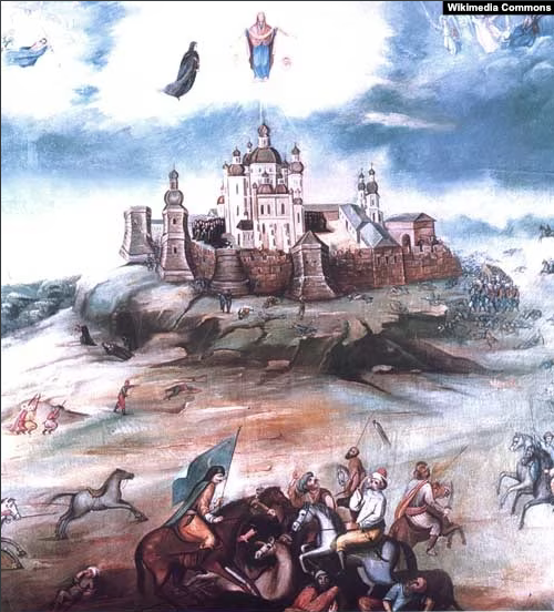 Картина, що зображає явлення Богоматері на Почаївській горі, 23 липня 1675 року під час вторгнення турецького війська (картина 1800 року) - фото 120859