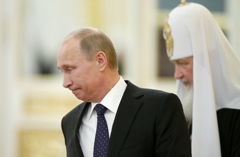 Володимир Путін і патріарх Кирило під час засідання ради РПЦ у Кремлі, 1 лютого 2013 р. - фото 121518