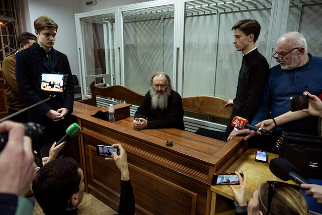 Metropolitan Pavlo appears in court in April 2023. He was placed on house arrest on suspicion of ties to Russia and was released on bail in August 2023. - фото 139739