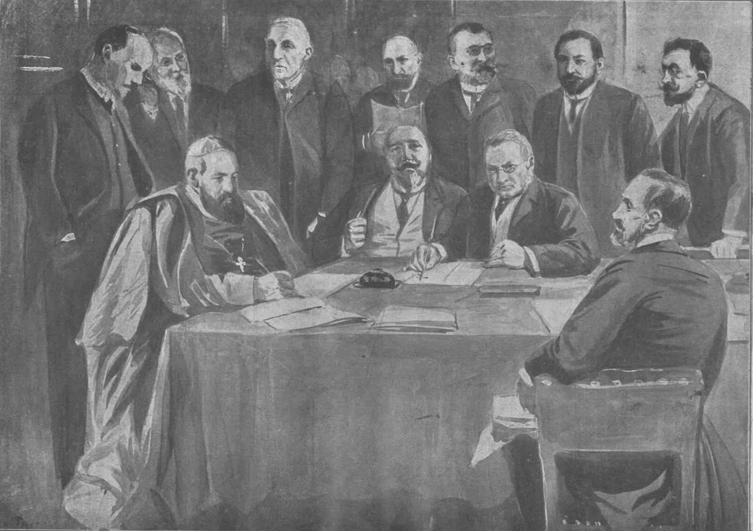 Підписання угоди про польсько-українське порозуміння, 1914 рік. Від імені українців її підписував Митрополит А. Шептицький, який тоді уже був не лише релігійним, а й політичним лідером галицьких українців. - 142415 Підписання угоди про польсько-українське порозуміння, 1914 рік. Від імені українців її підписував Митрополит А. Шептицький, який тоді уже був не лише релігійним, а й політичним лідером галицьких українців. - фото 142415