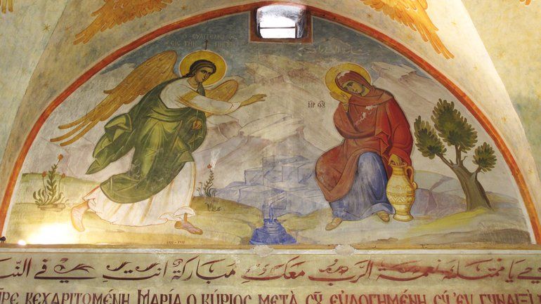 Сцена Благовіщення у храмі на місці, де це сталося в Назареті - фото 157439