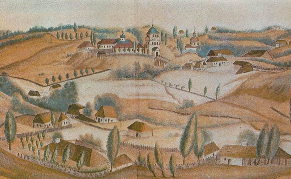 Дерманський монастир. Малюнок О. Єжова 1845 - фото 169817